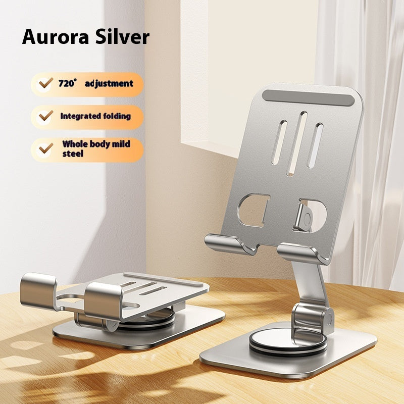 Adjustable Aluminum Phone Stand – Foldable, Rotating Desktop Holder