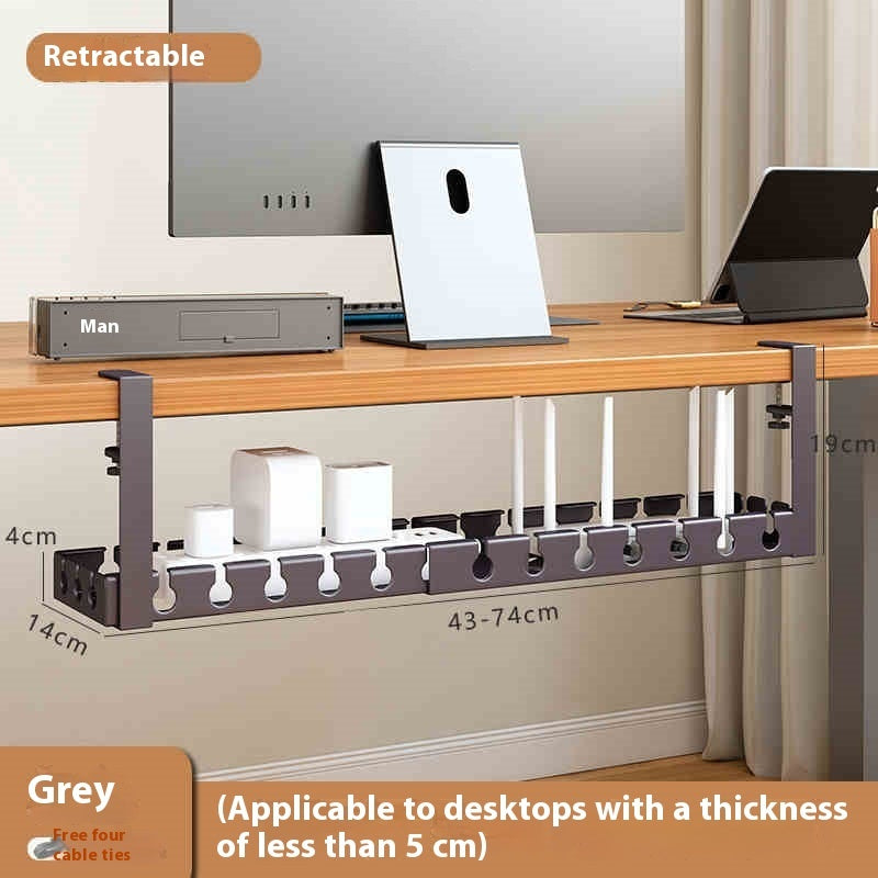Under-Desk Cable Management Tray – No-Drill Cord Organizer
