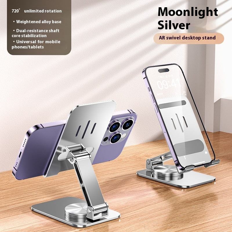 Adjustable Aluminum Phone Stand – Foldable, Rotating Desktop Holder