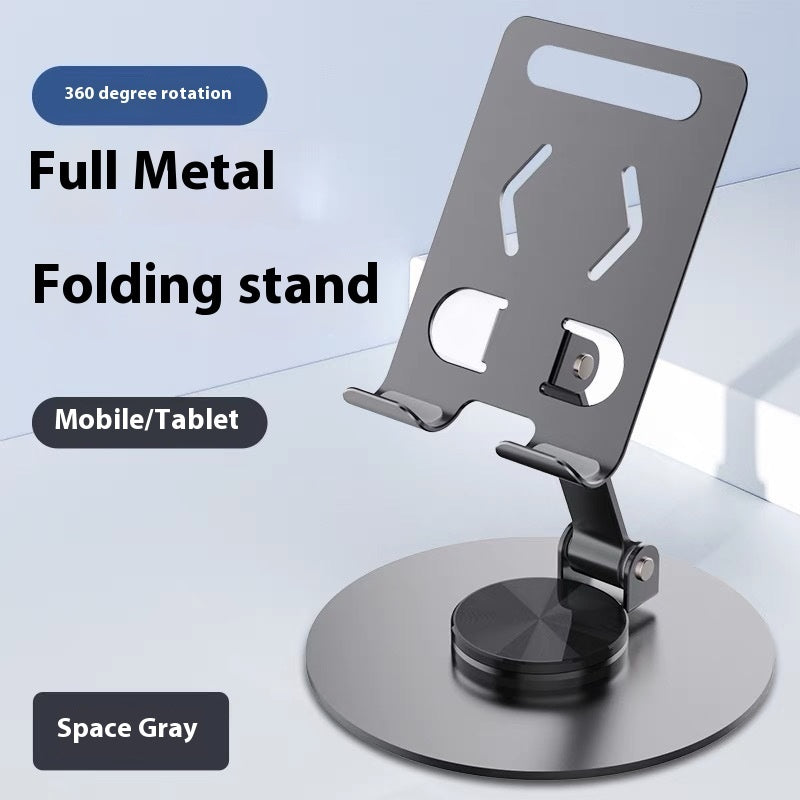 Adjustable Aluminum Phone Stand – Foldable, Rotating Desktop Holder