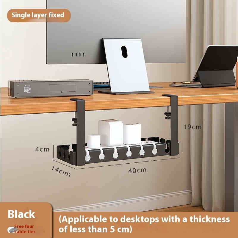 Under-Desk Cable Management Tray – No-Drill Cord Organizer