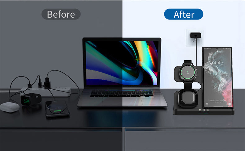 3-in-1 Wireless Charging Stand – Phone, Earbuds & Smartwatch Dock