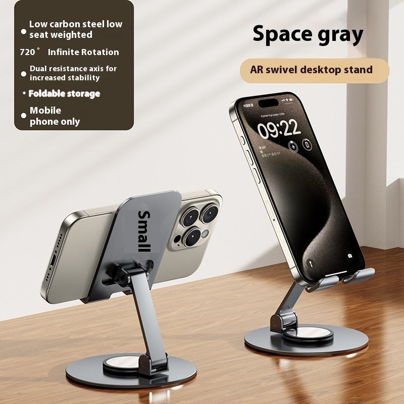 Adjustable Aluminum Phone Stand – Foldable, Rotating Desktop Holder