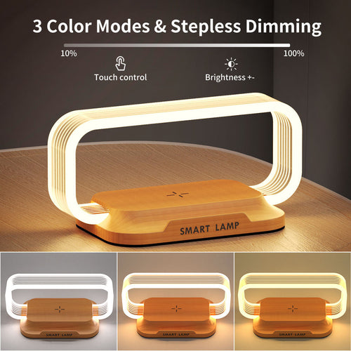 10W Wireless Charging Night Lamp – Touch Dimming Bedside Light