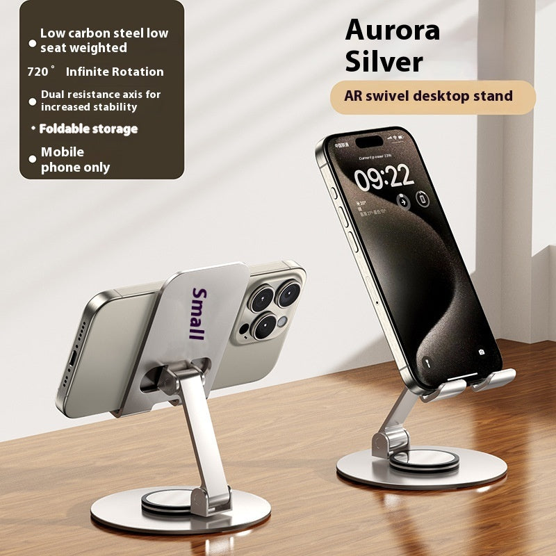 Adjustable Aluminum Phone Stand – Foldable, Rotating Desktop Holder