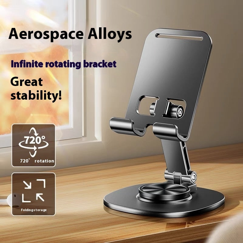 Adjustable Aluminum Phone Stand – Foldable, Rotating Desktop Holder